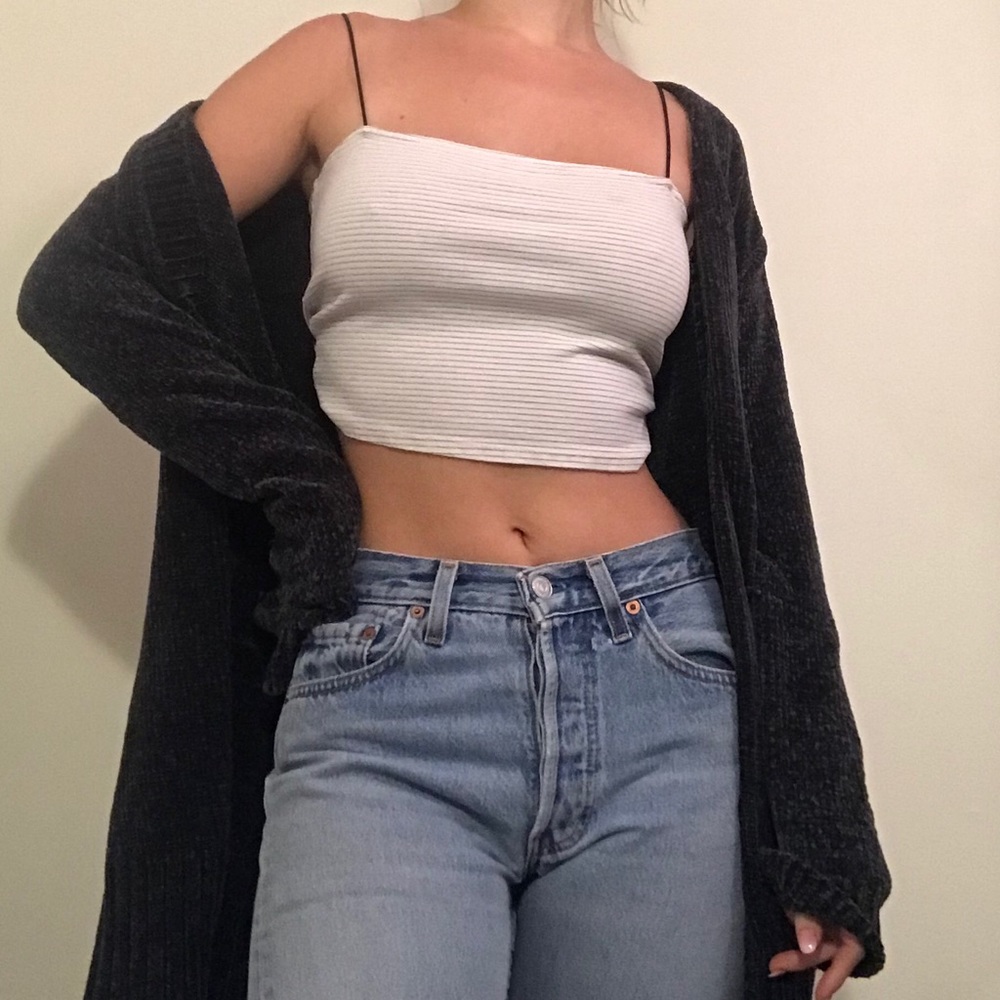 Soft blue knitted cardigan